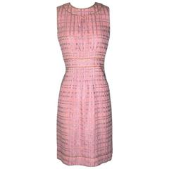 Chanel 2004 Pink and Blue Plaid Tweed Sleeveless Shift Pencil Dress