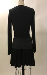Balenciaga 2004 Ballet Warm Up Inspired Black Jersey Long Sleeve Faux Wrap Dress