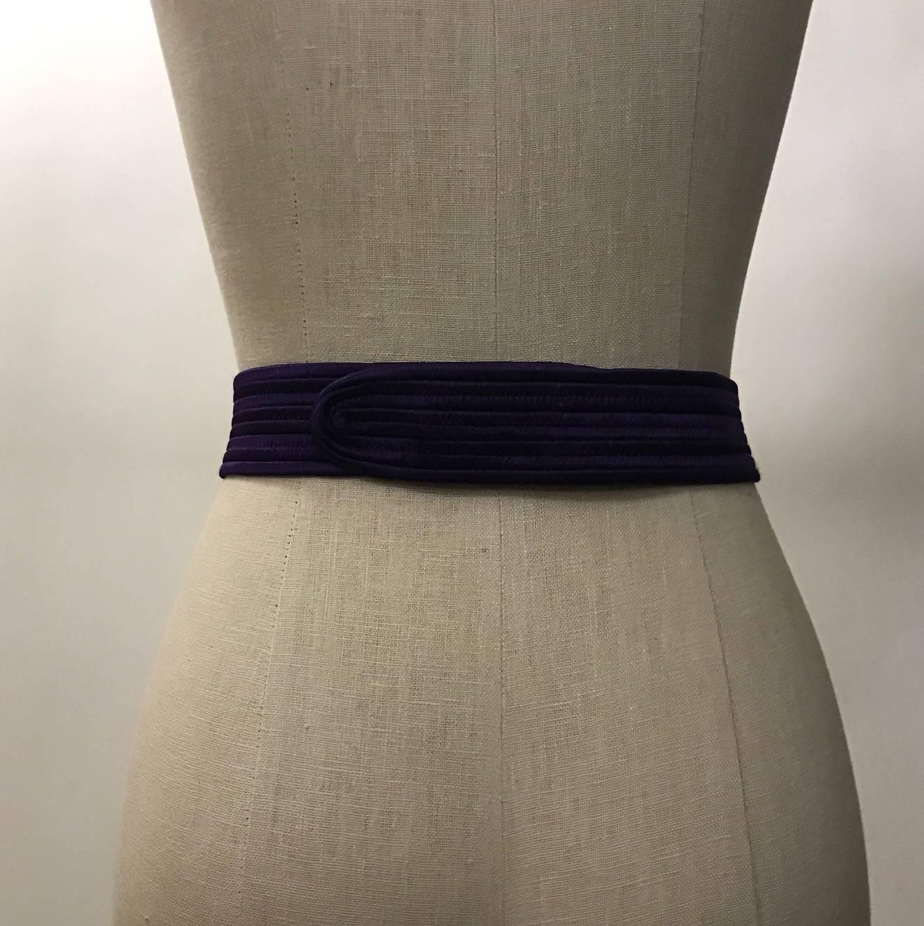 Black Yves Saint Laurent Vintage Rive Gauche Purple and Multi Tassel Wide Waist Belt