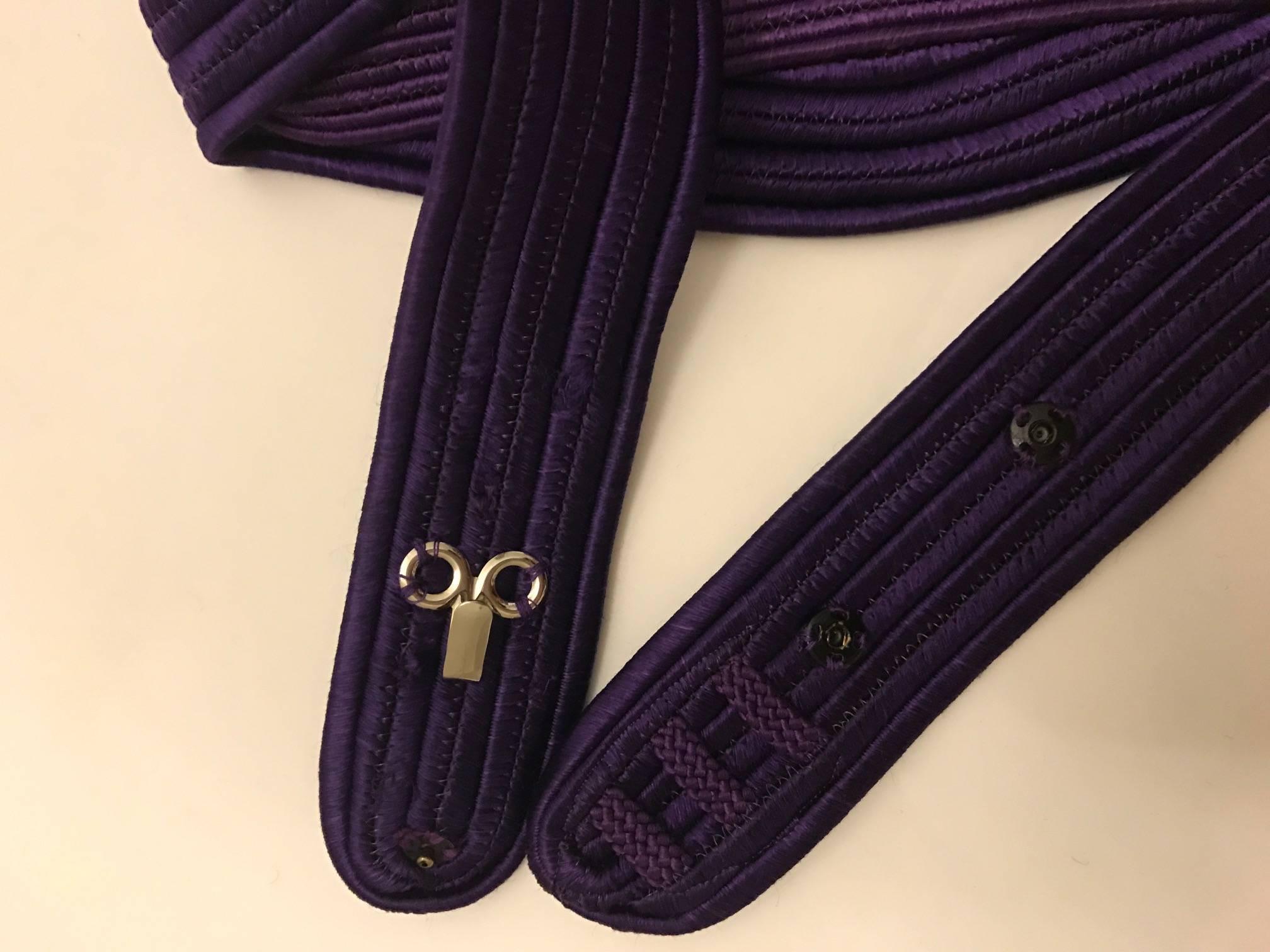 Women's Yves Saint Laurent Vintage Rive Gauche Purple and Multi Tassel Wide Waist Belt