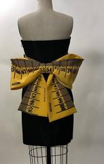 Moschino Couture New with Tags Black and Yellow Giant Measuring Tape Bow Dress