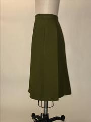 Gucci Army Olive Green Faltenrock in Midi-Länge aus Wolle und Seide in A-Linie