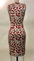 Dolce & Gabbana 1990s Cherry Print White and Red Wiggle Dress