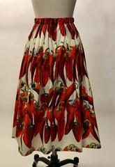 Dolce & Gabbana Red Chili Pepper Cotton Poplin Full skirt