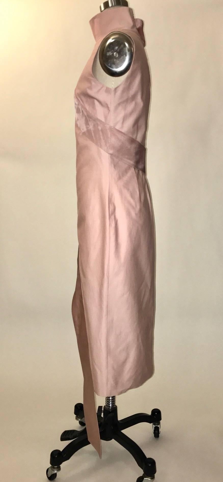 Brown Alexander McQueen 2001 Voss Pink Midi Dress with Ribbon Wrap
