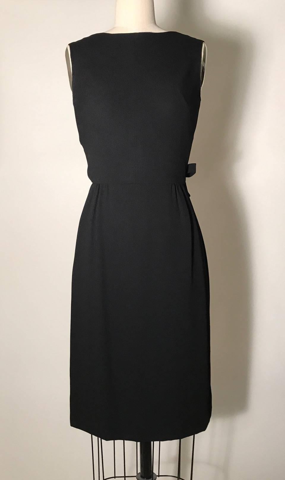 1960s Lanz Originals Button Back Little Black Dress from Bullocks of Wilshire In Excellent Condition For Sale In San Francisco, CA