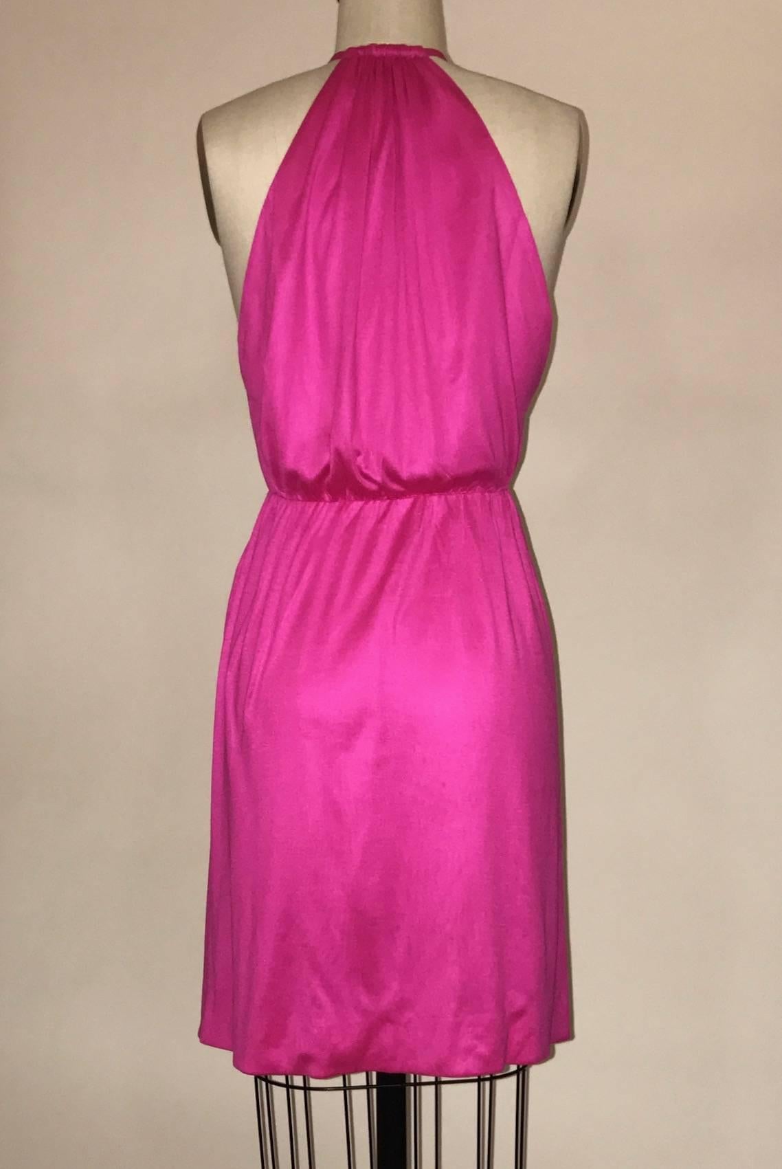 Stephen Sprouse Bright Pink Open Front Silk Jersey Dress, 1980s  In Good Condition In San Francisco, CA