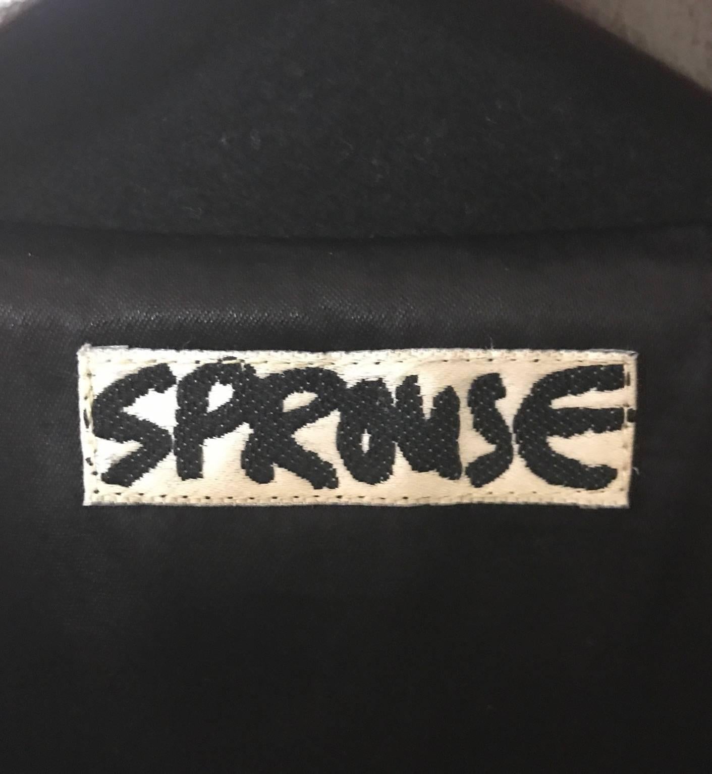 Women's Sprouse by Stephen Sprouse Black Wool Biker Jacket with Zipper Pockets, 1980s  For Sale