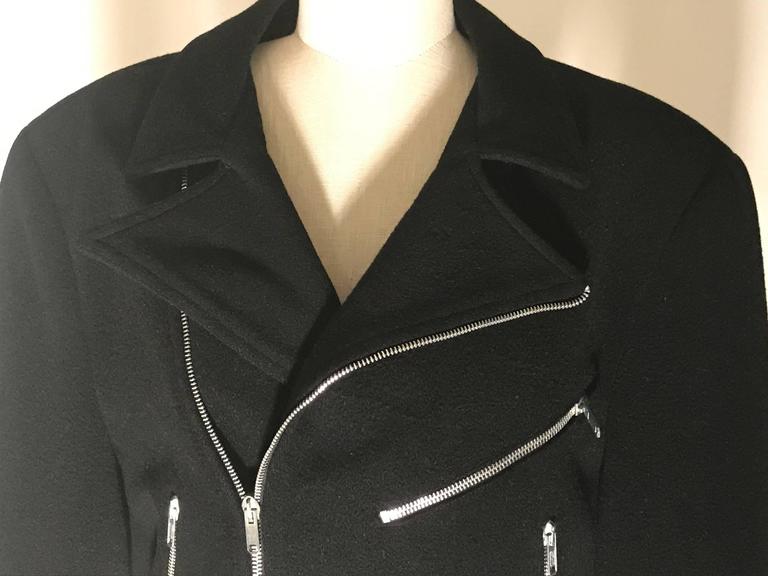1980s Sprouse by Stephen Sprouse Black Wool Biker Jacket with Zipper ...