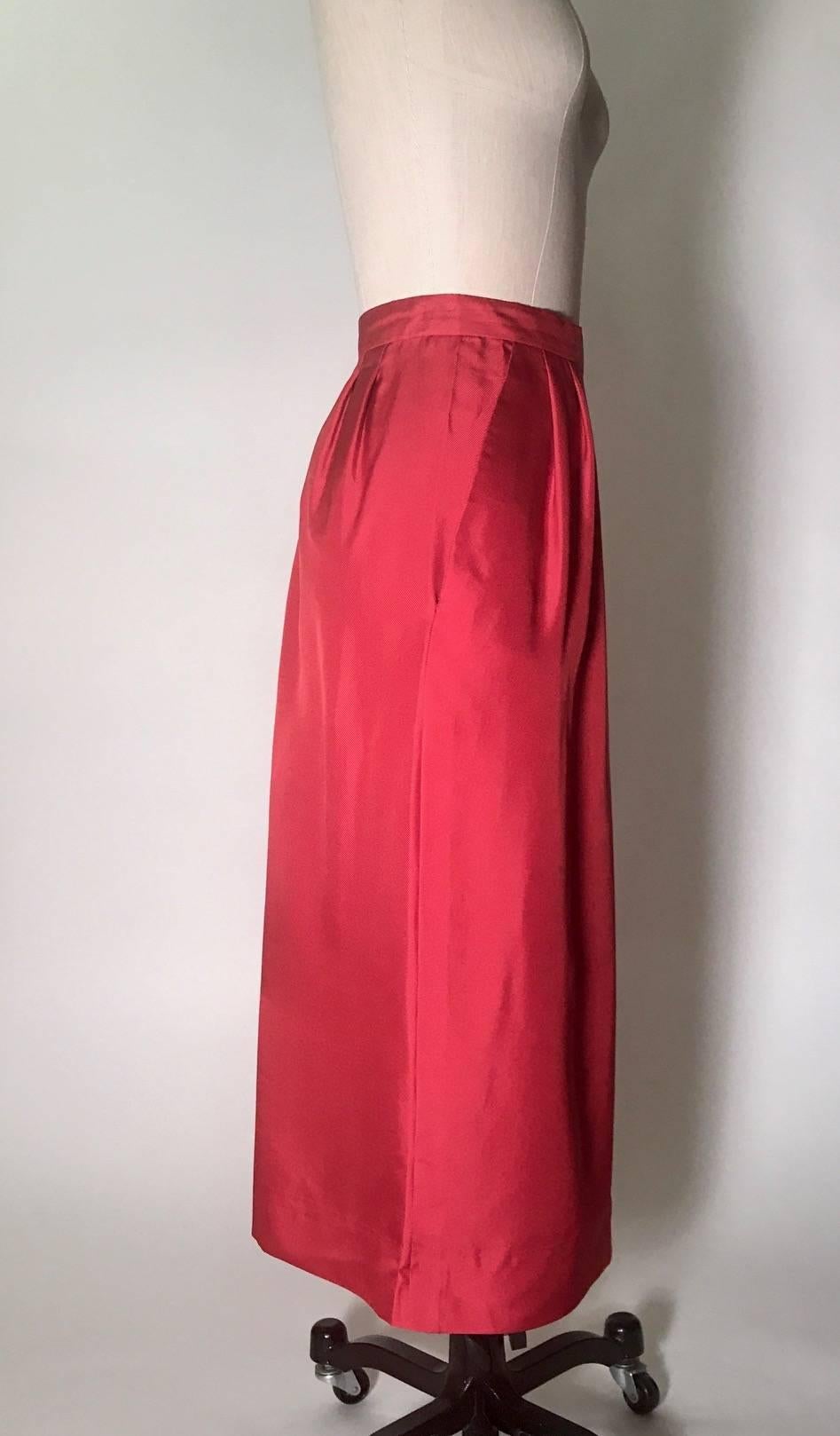 Christian Dior New York Original Early 1950s Red Silk Pencil Skirt Suit 1