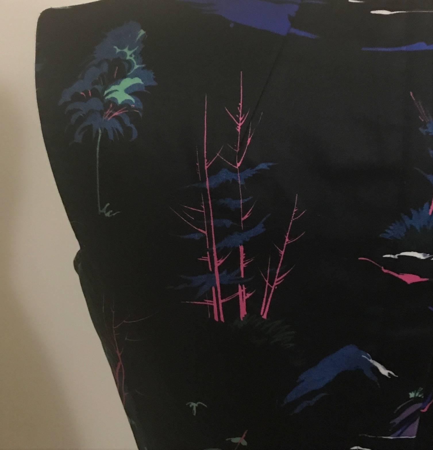 Women's Balenciaga 2014 Black Forest River Wood Bold Print A-Line Cotton Dress