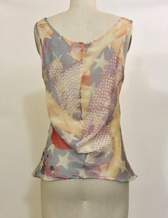 Alexander McQueen 2003 Abstract Print Multicolor Draped Tank Top