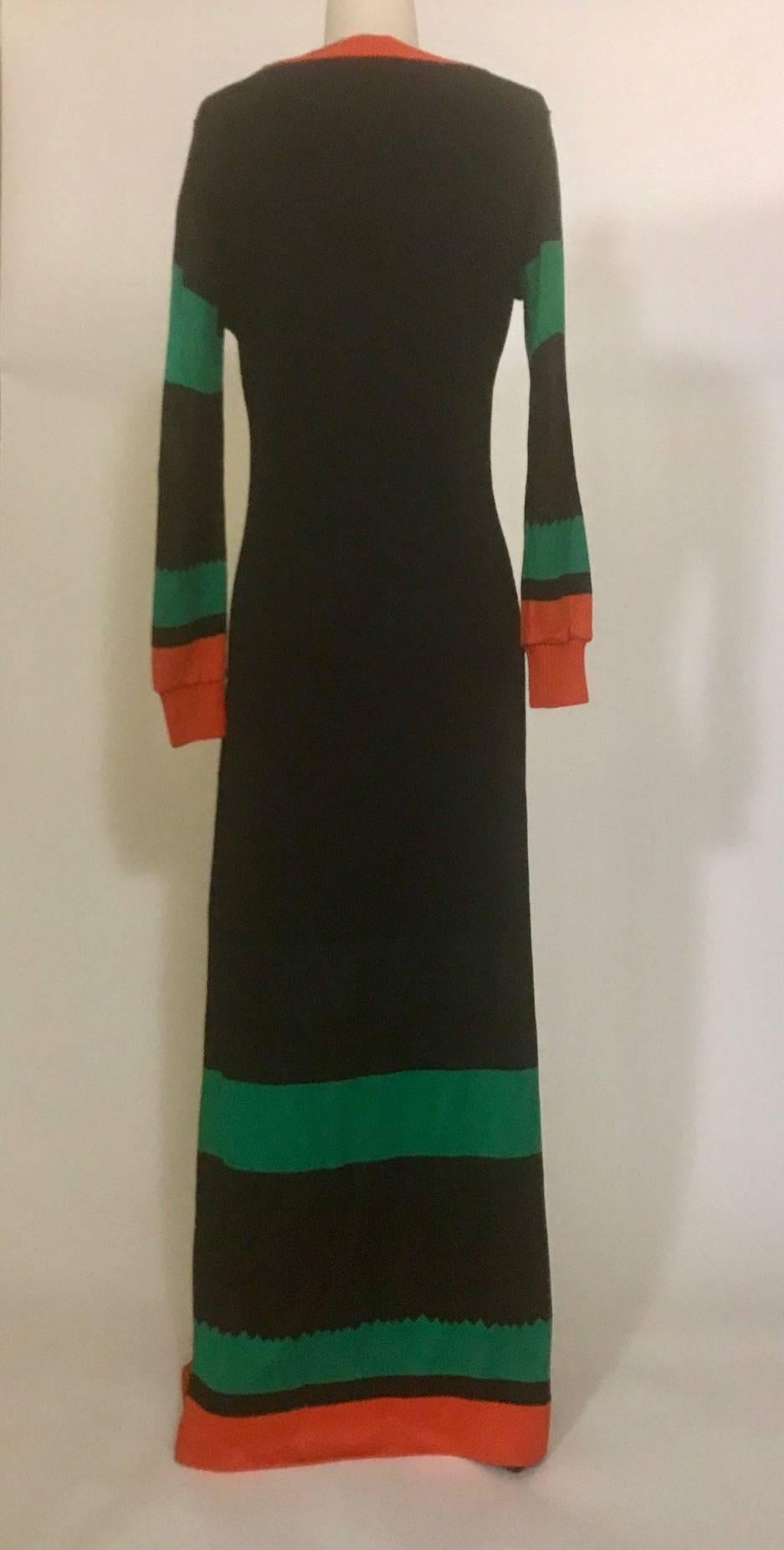 Giorgio Sant'Angelo Knit 1970s Airplane Print Black Sweater Maxi Dress In Good Condition In San Francisco, CA