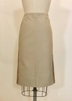 Alexander McQueen Mirror Embroidery Detail Sand Khaki Pencil Skirt, 2004