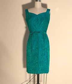 Joseph I. Magnin Cappotto floreale e abito con scollo a cuore Greene & Greene, anni '50