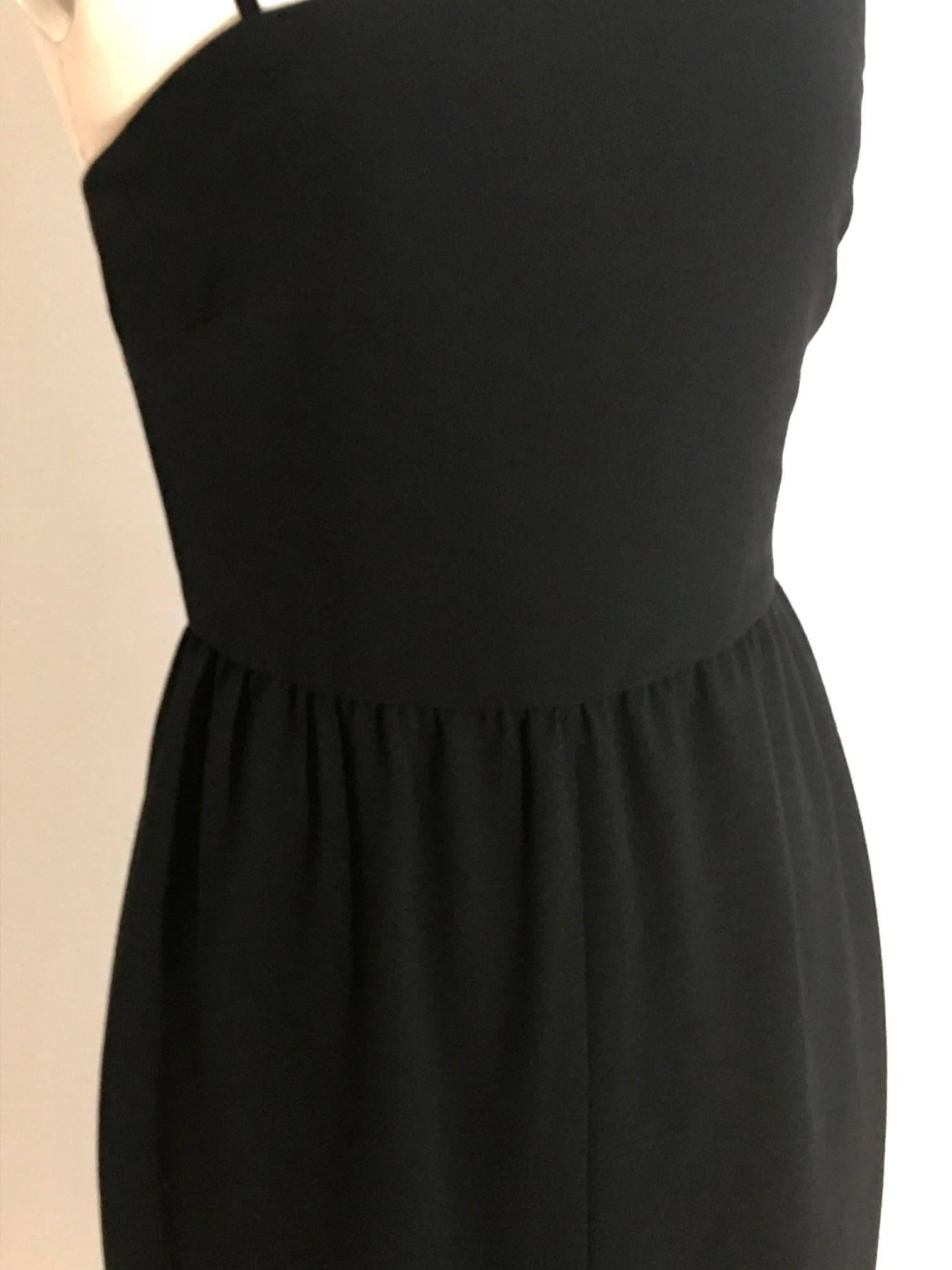 Women's Chanel Little Black Dress with Silk Trim and Asymmetrical Top,  1990s 