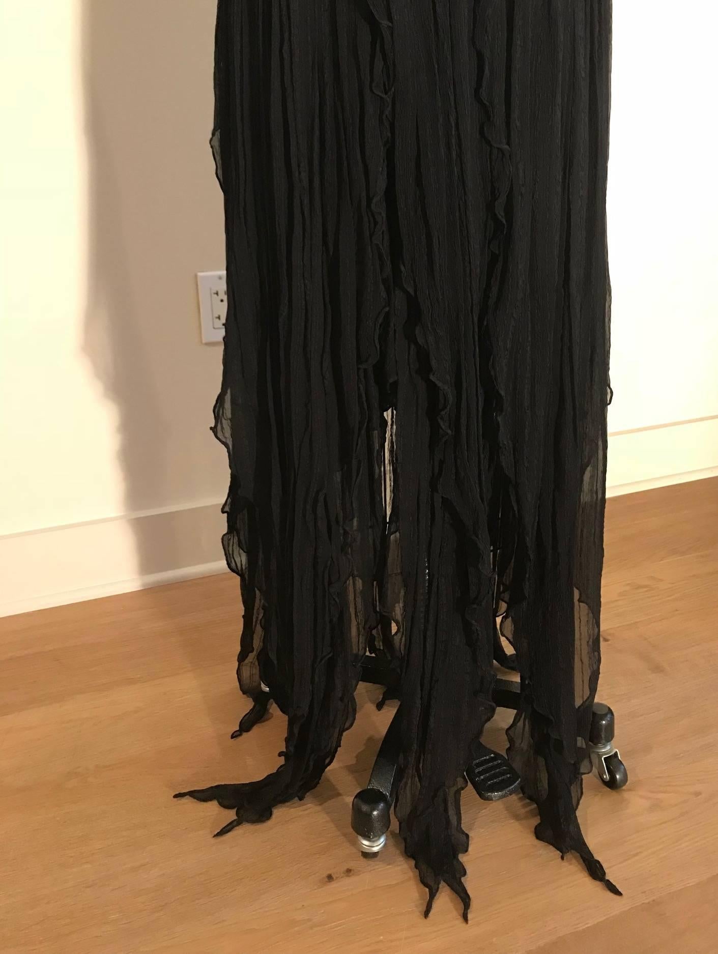 Alexander McQueen Black Silk Stripe Strapless Dress Gown with Floaty Skirt, 2008 2