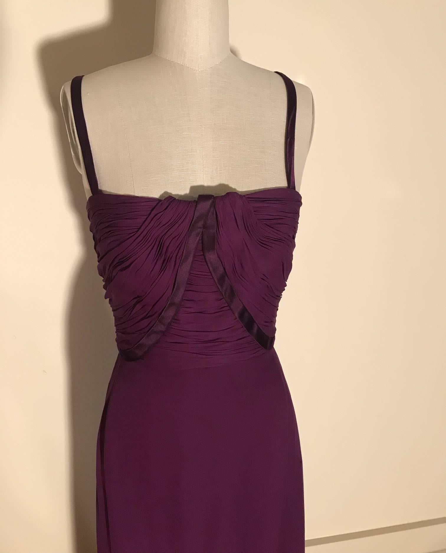purple silk gown