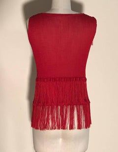 Issey Miyake Me Red Fringe Crinkle Pleat Tank Top