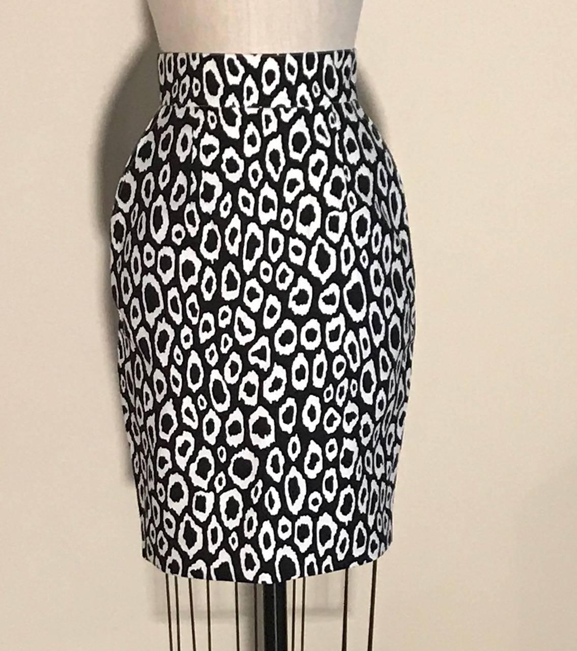 Patrick Kelly Black and White Animal Print Skirt Suit, 1980s  In Excellent Condition In San Francisco, CA