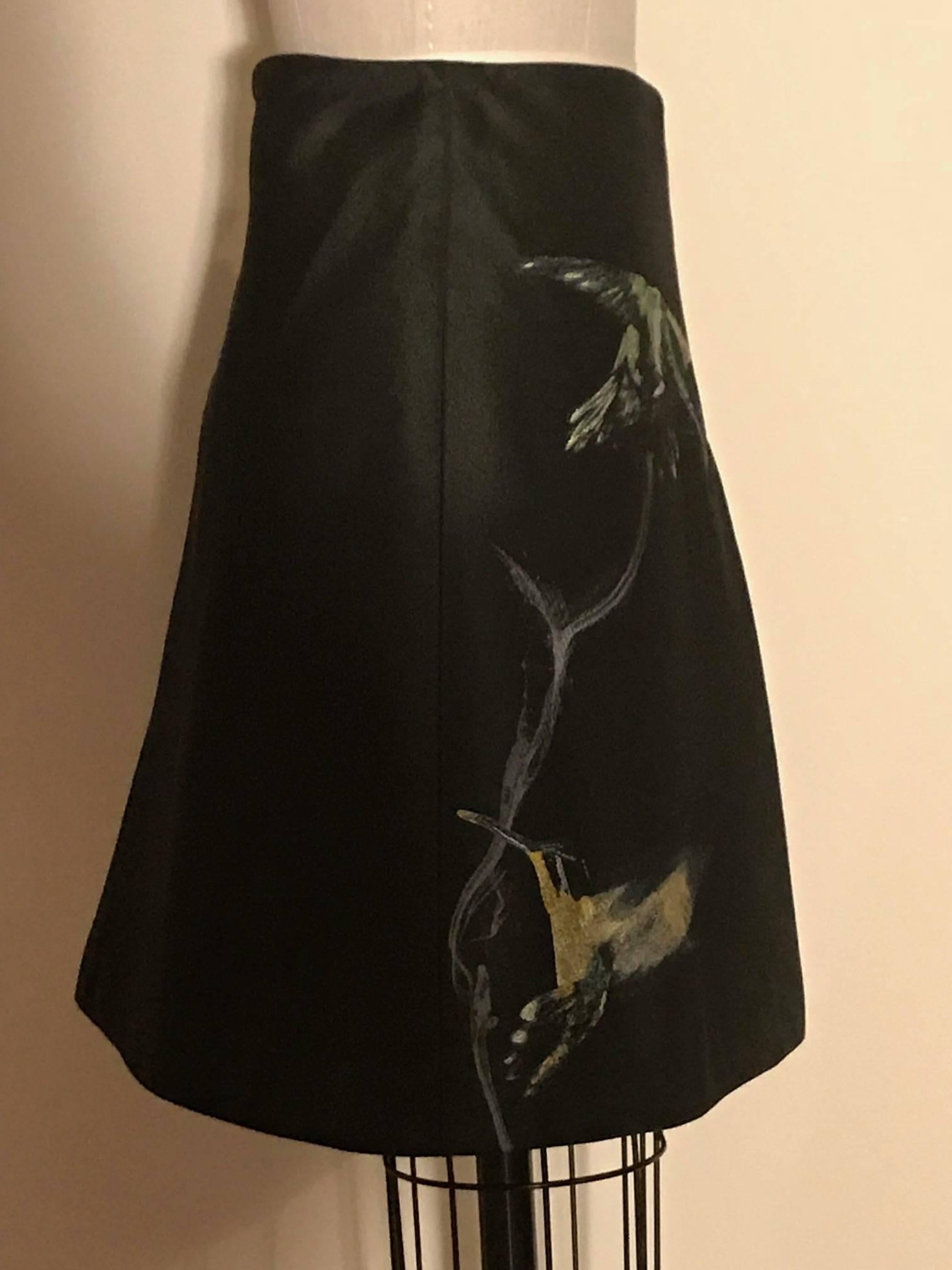 Women's Alexander McQueen Black Hummingbird Bird Skirt, 2008 