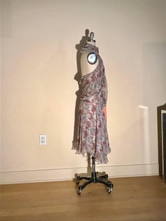 Alexander McQueen Fish Print Silk Chiffon Fringe Scarf Dress, 2007