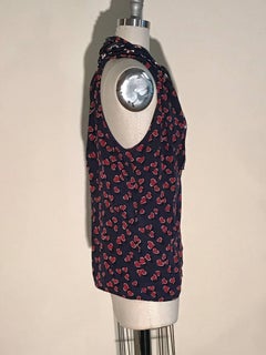 New Gucci Heart and Beach Ball Print Navy Silk Halter Top