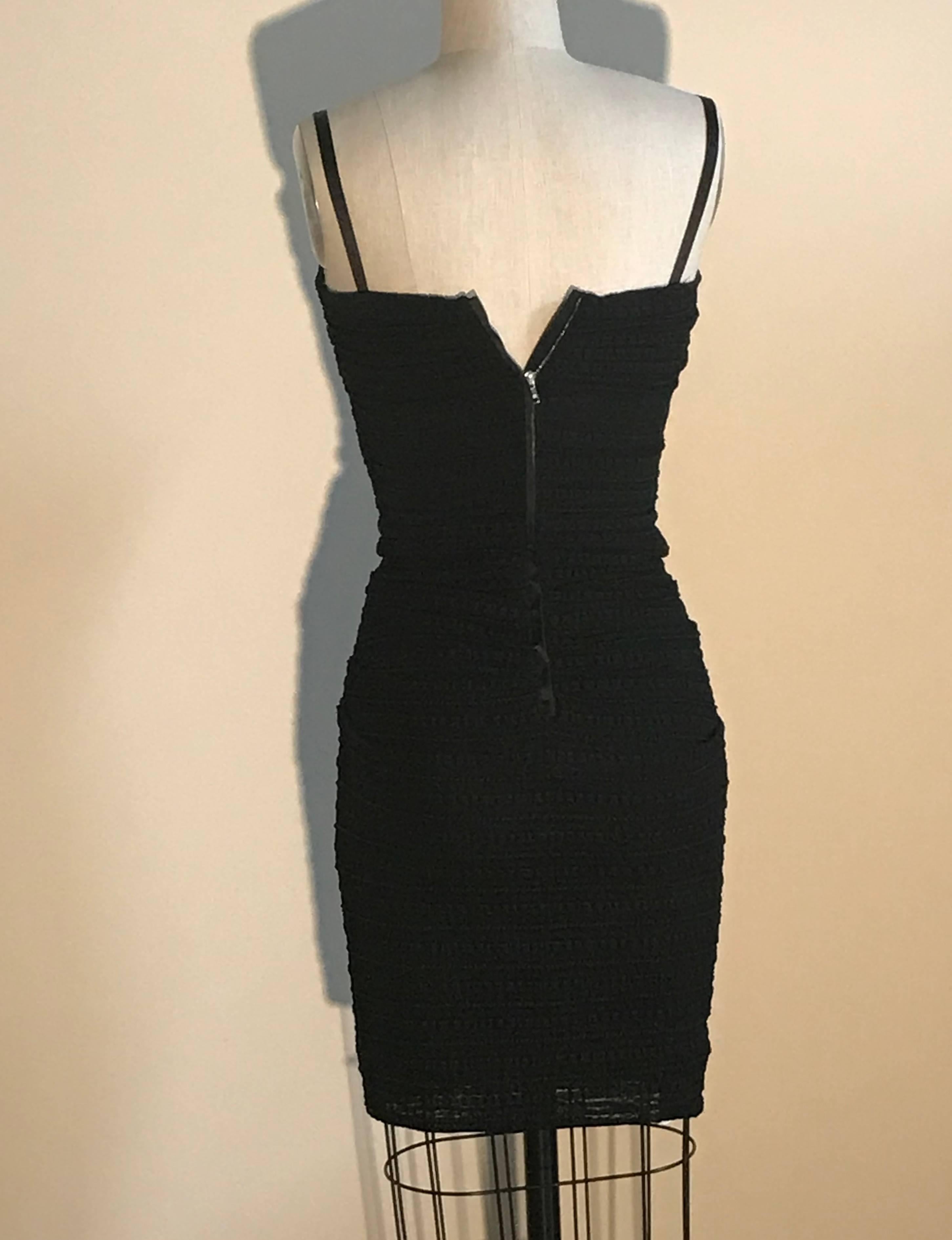 Women's Dolce & Gabbana Black Textured Fitted Bustier Top Cocktail Dress