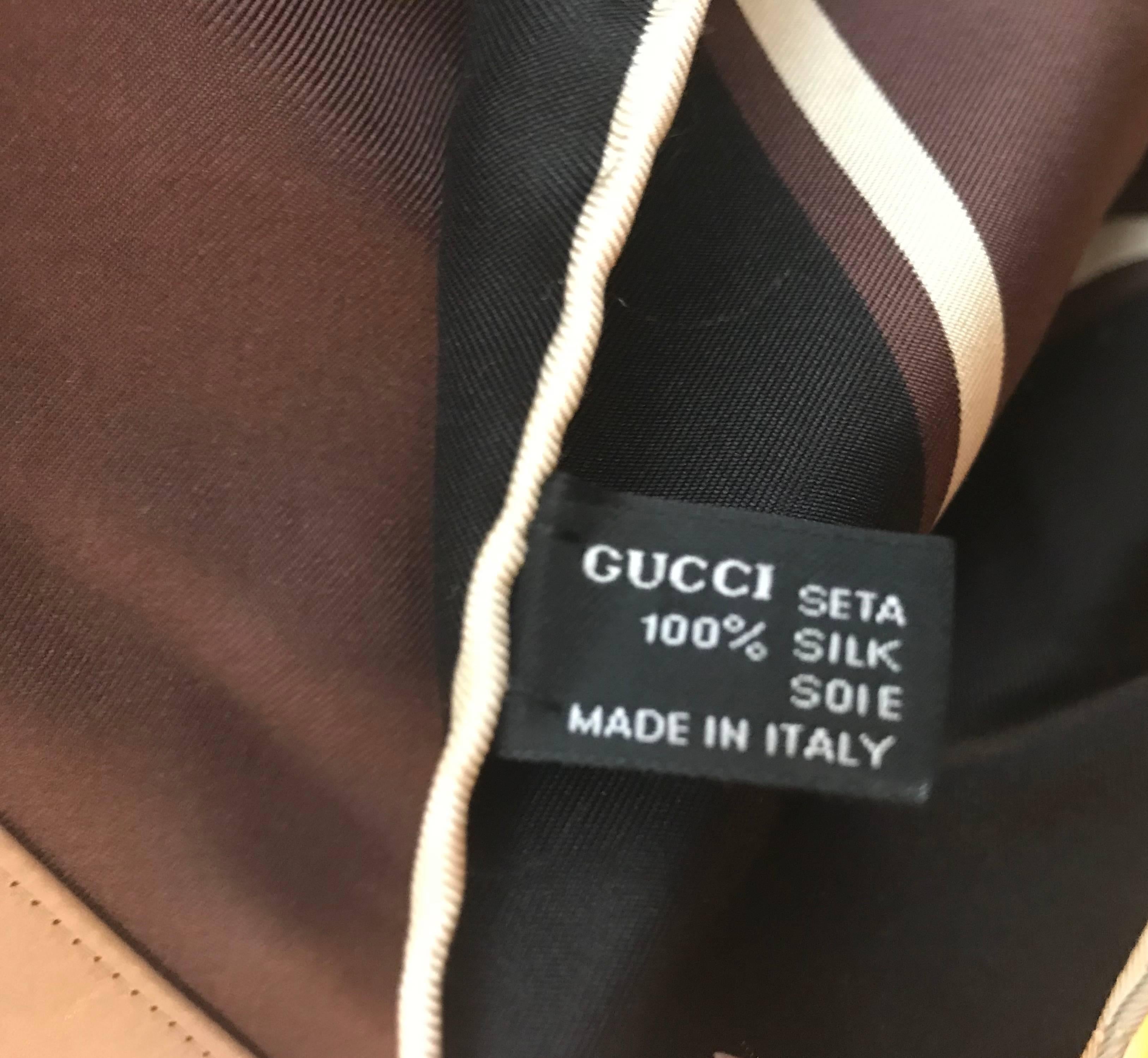 Gucci Silk and Leather Brown All in One Scarf Top Belt In New Condition In San Francisco, CA