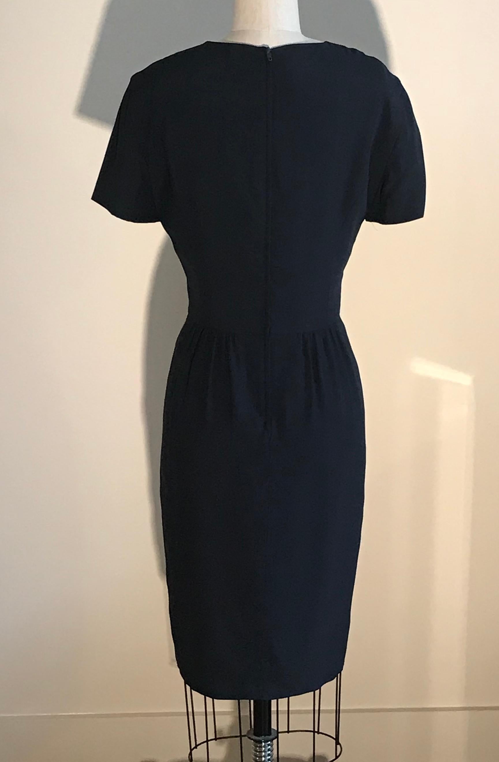 Black Moschino Couture 1990s Vintage Heart and Dollar Sign Dress Navy Blue