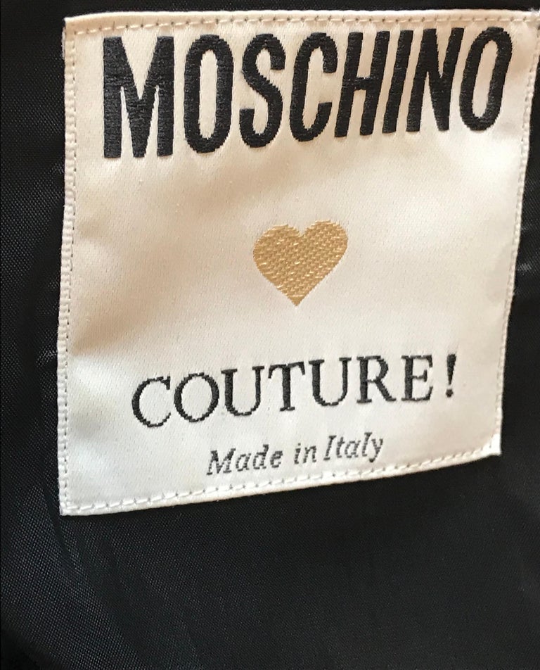Moschino Couture 1990s Vintage Heart and Dollar Sign Dress Navy Blue at ...