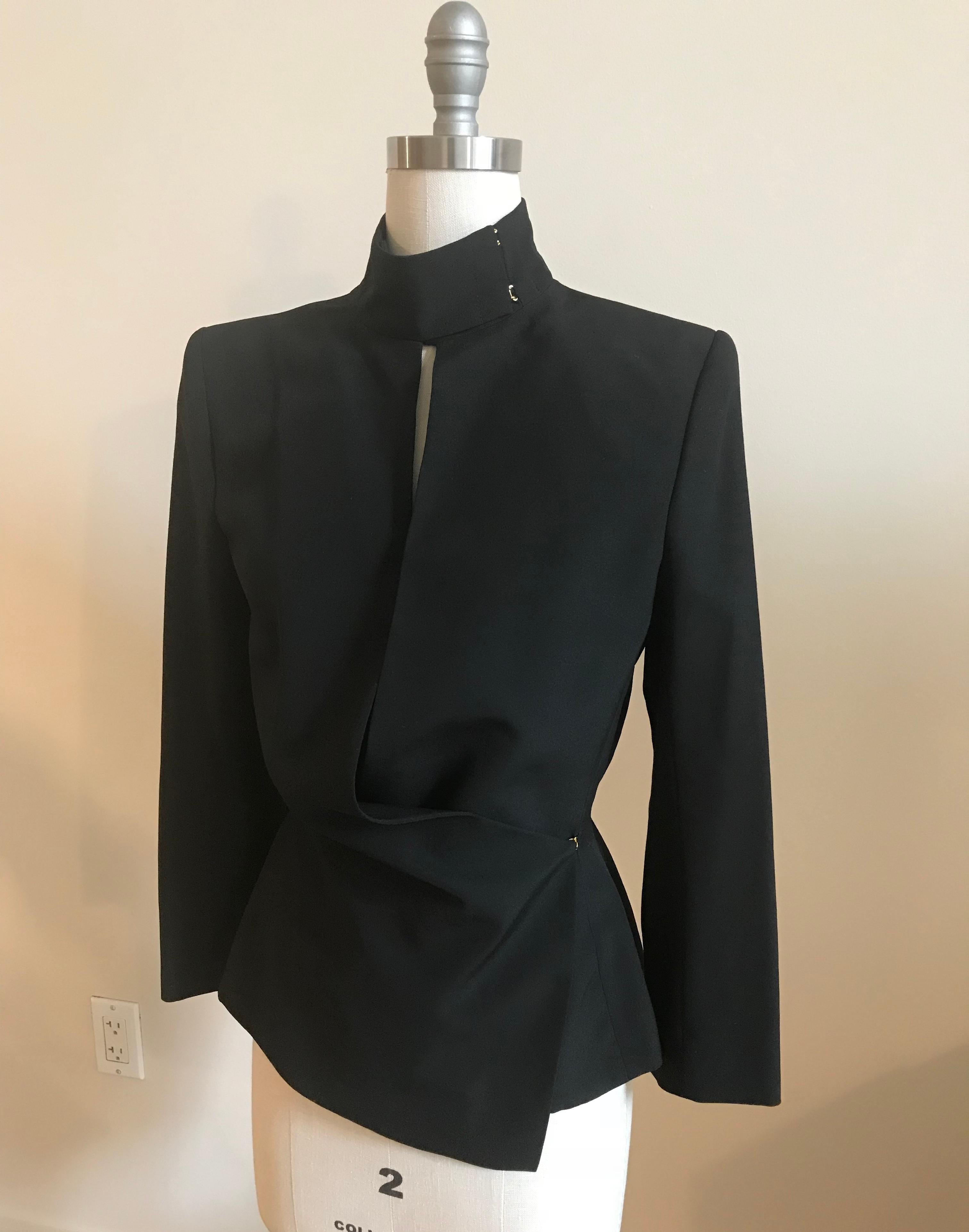 Yves Saint Laurent Black Draped Blazer Jacket Rive Gauche Collection, 2000s  In Excellent Condition In San Francisco, CA