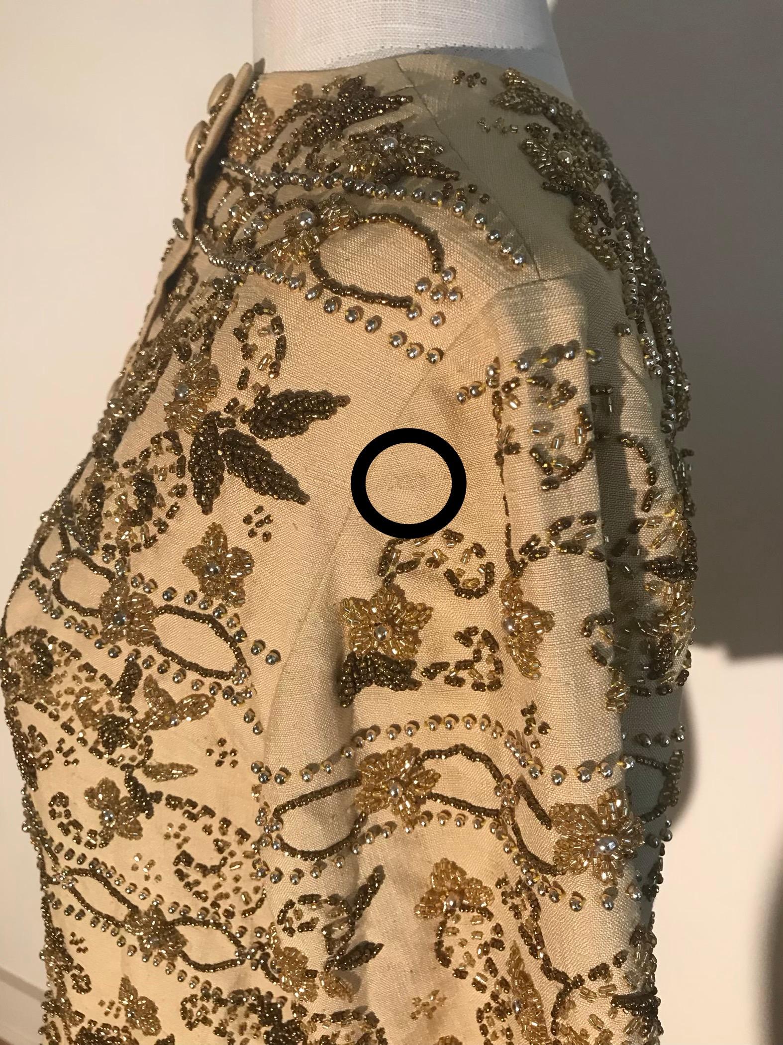 Veste courte vintage avec perles, beige et or - années 1960  en vente 3
