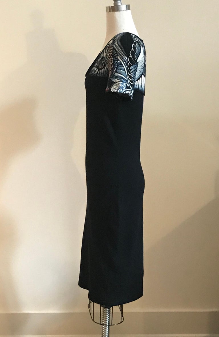 Alexander McQueen Blue Koi Fish Intarsia Inset Knit Black Dress at 1stDibs