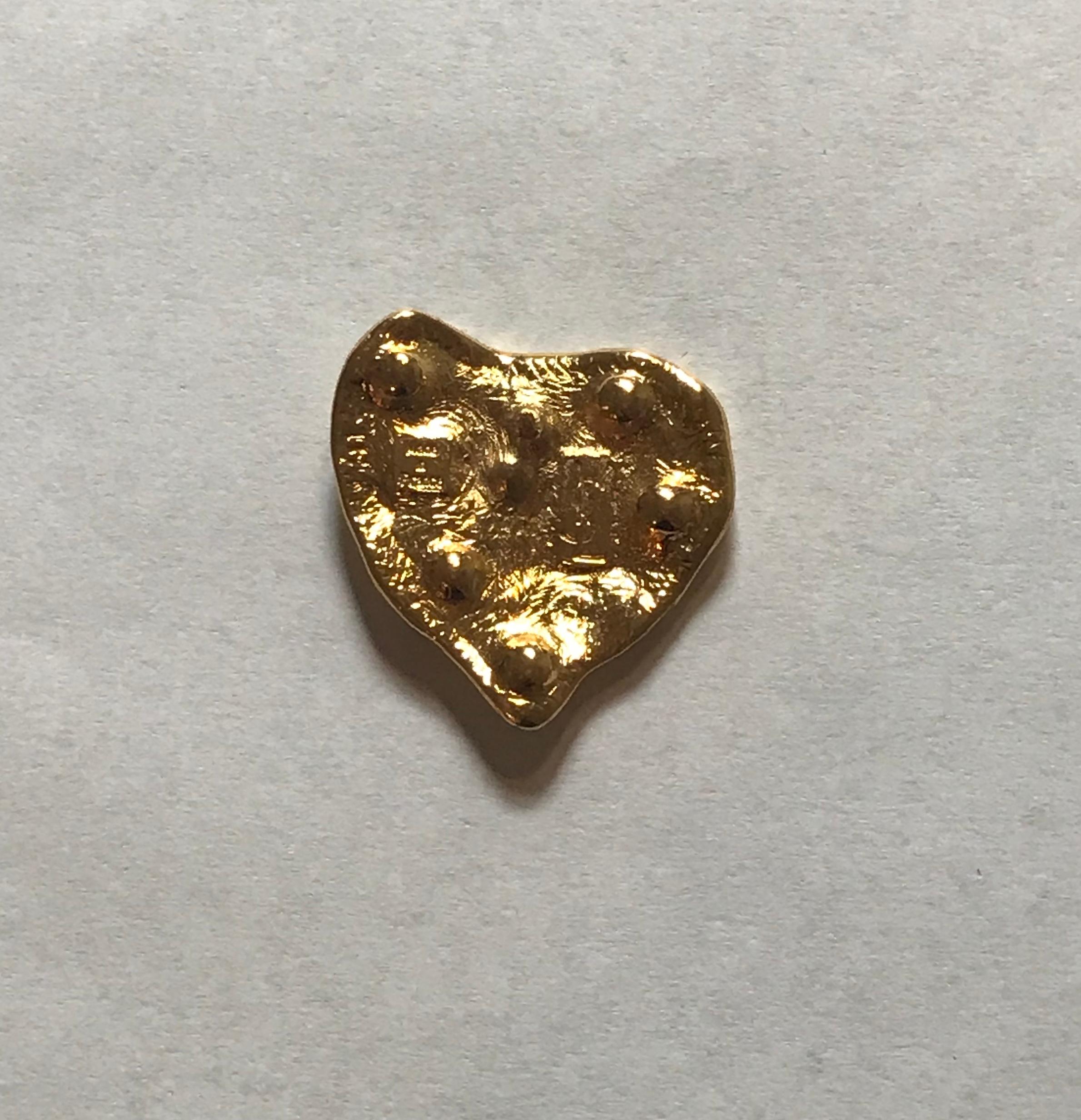 Yves Saint Laurent Vintage Gold Heart with Blue Crystals Pin Brooch In Excellent Condition In San Francisco, CA