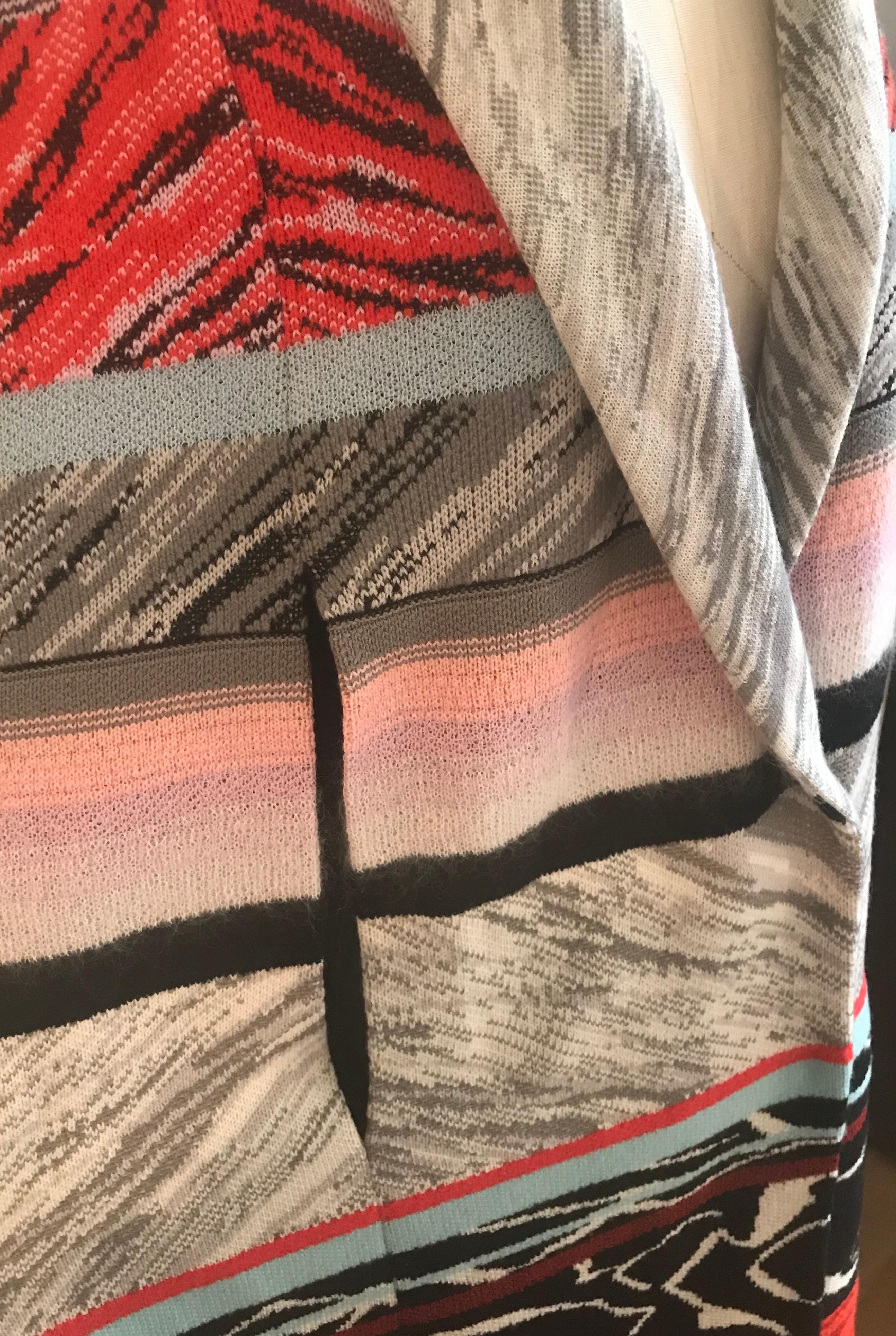 Women's New Missoni Cape In Multi Stripe Knit  with Shawl Collar