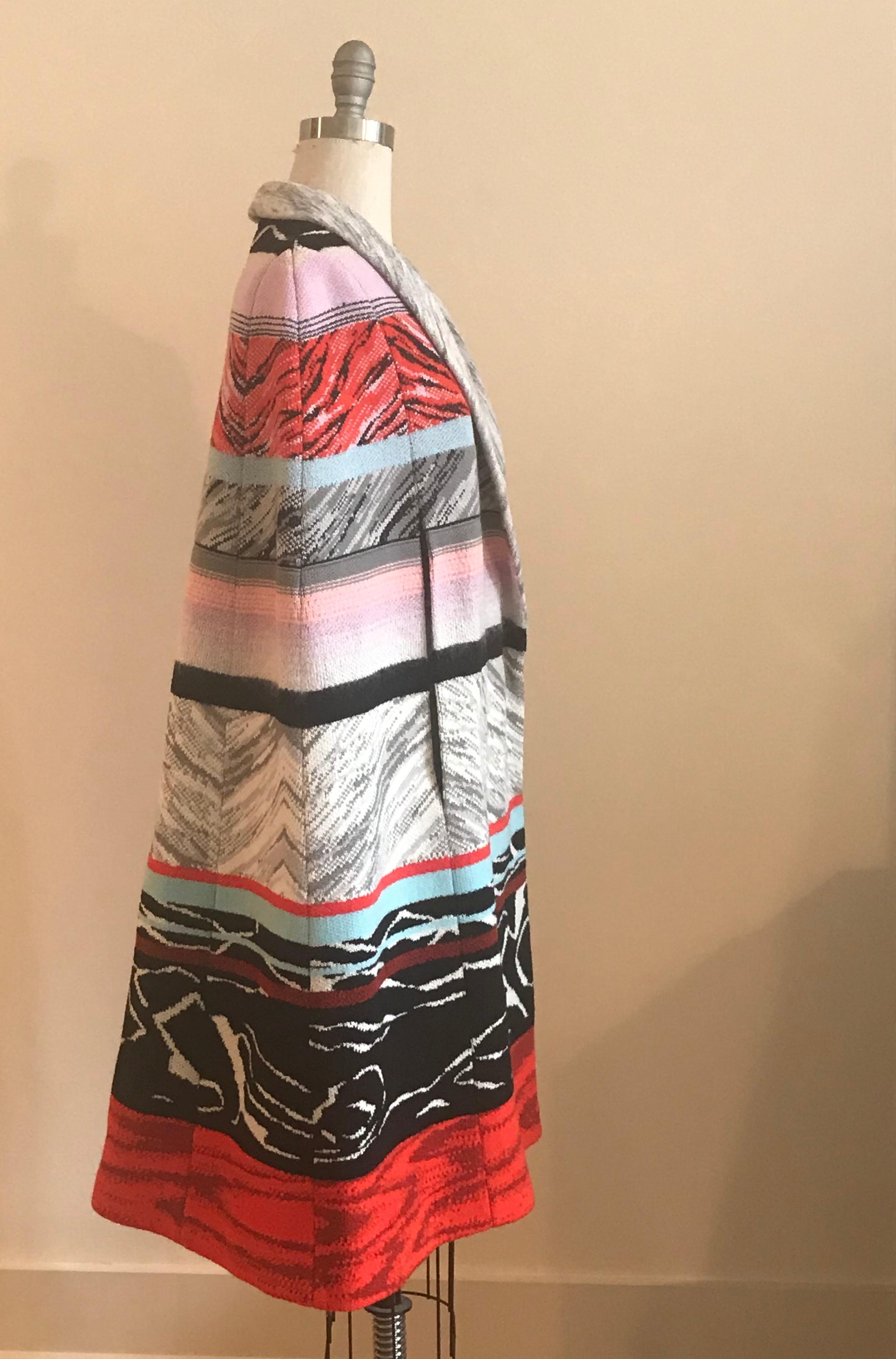 Gray New Missoni Cape In Multi Stripe Knit  with Shawl Collar