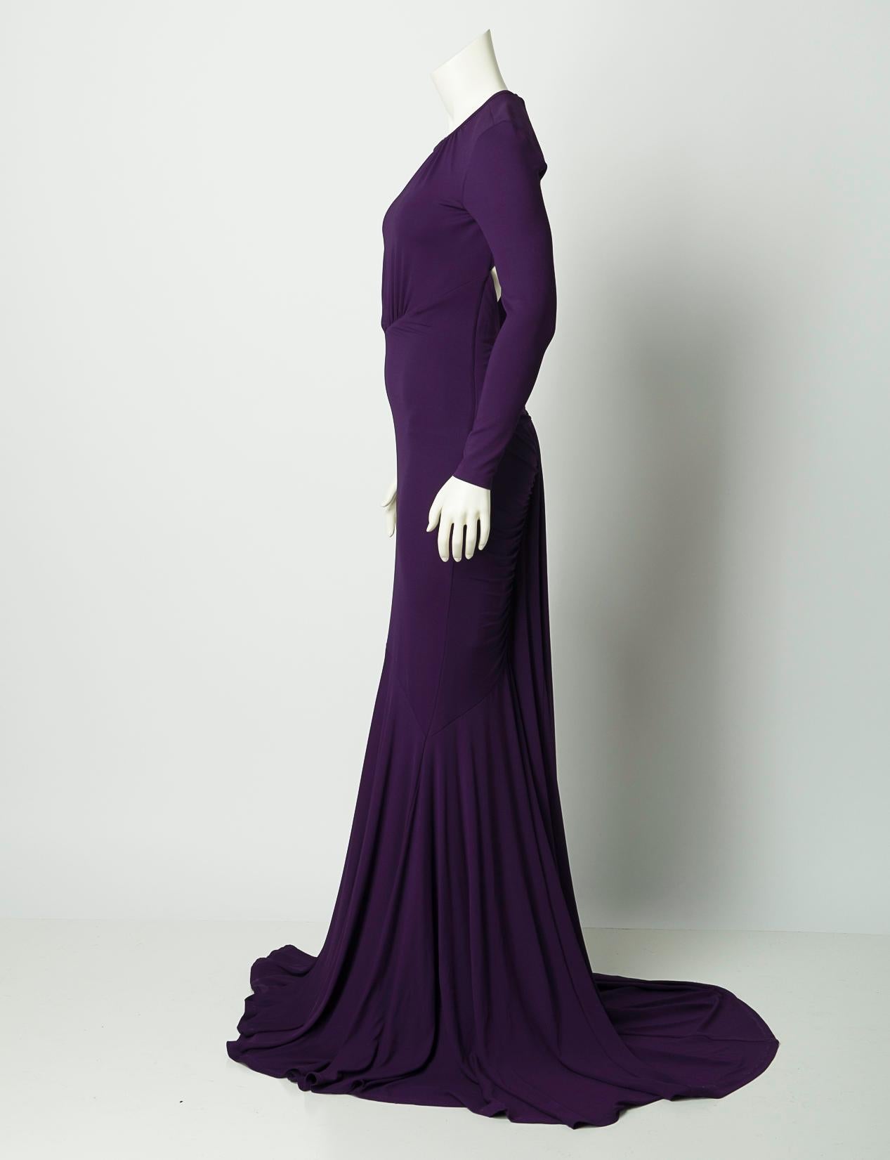 long sleeve purple gown