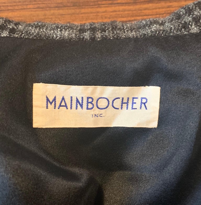 Mainbocher Vintage 1960s Grey Plaid Double Collar Double Breasted ...