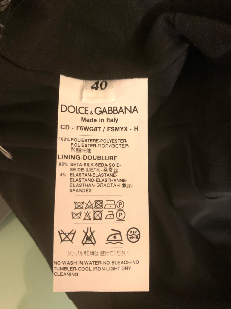 Dolce and Gabbana Fuzzy Floral Fringe Midi Sleeveless Pencil Dress at ...