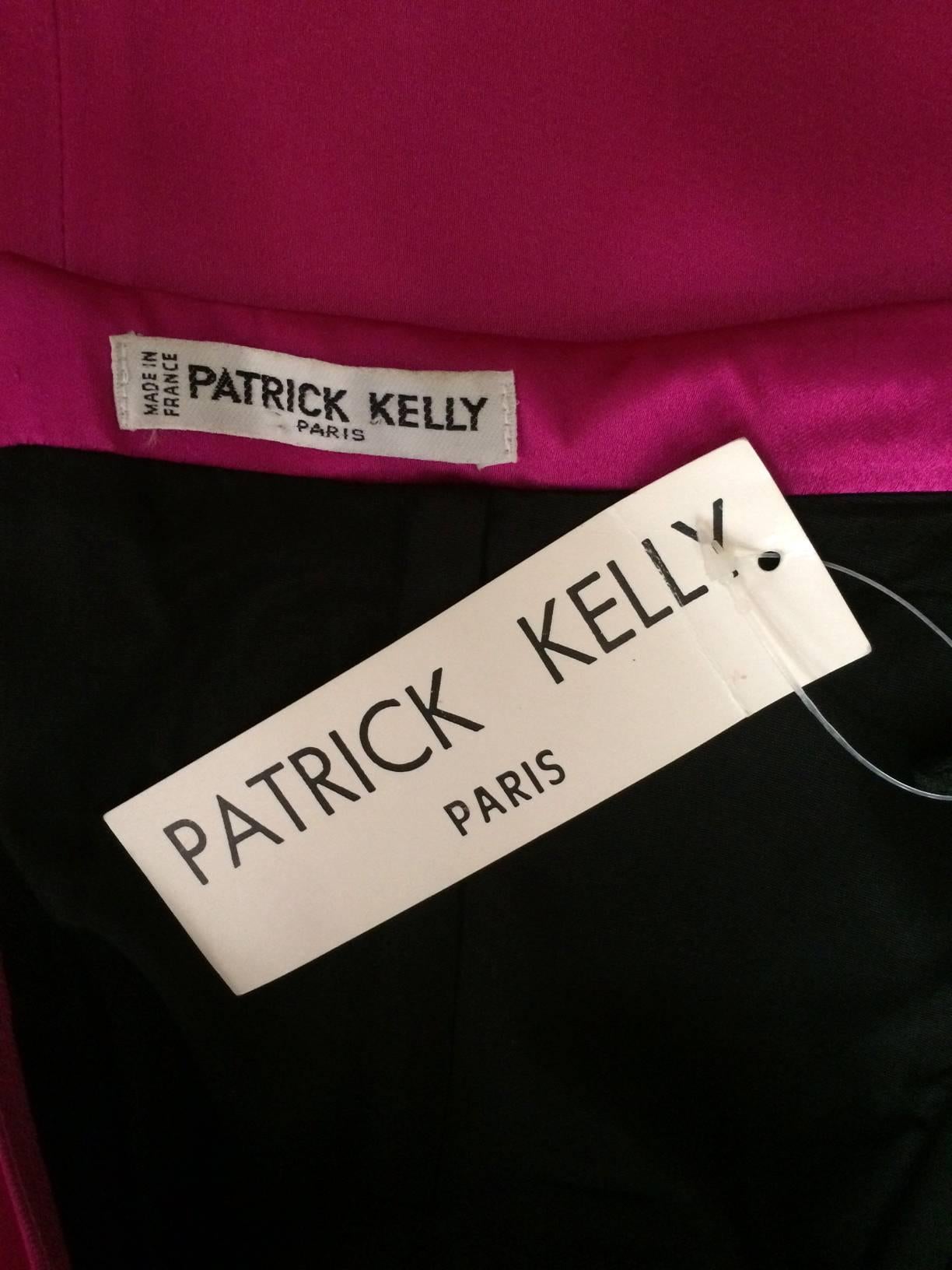 Patrick Kelly 80s Pink Satin Strapless Pencil Cut Cocktail Dress In Good Condition In San Francisco, CA
