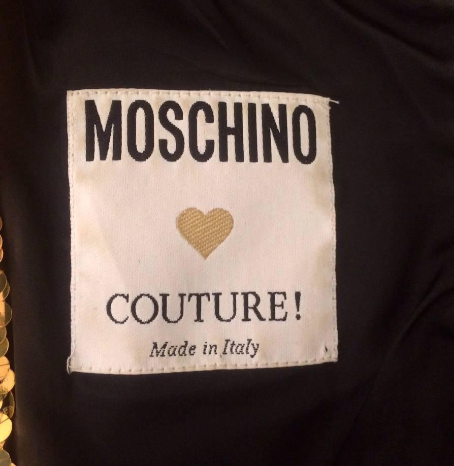 Moschino Couture! 90s Black and Gold Sequin VIP Dress For Sale at 1stdibs