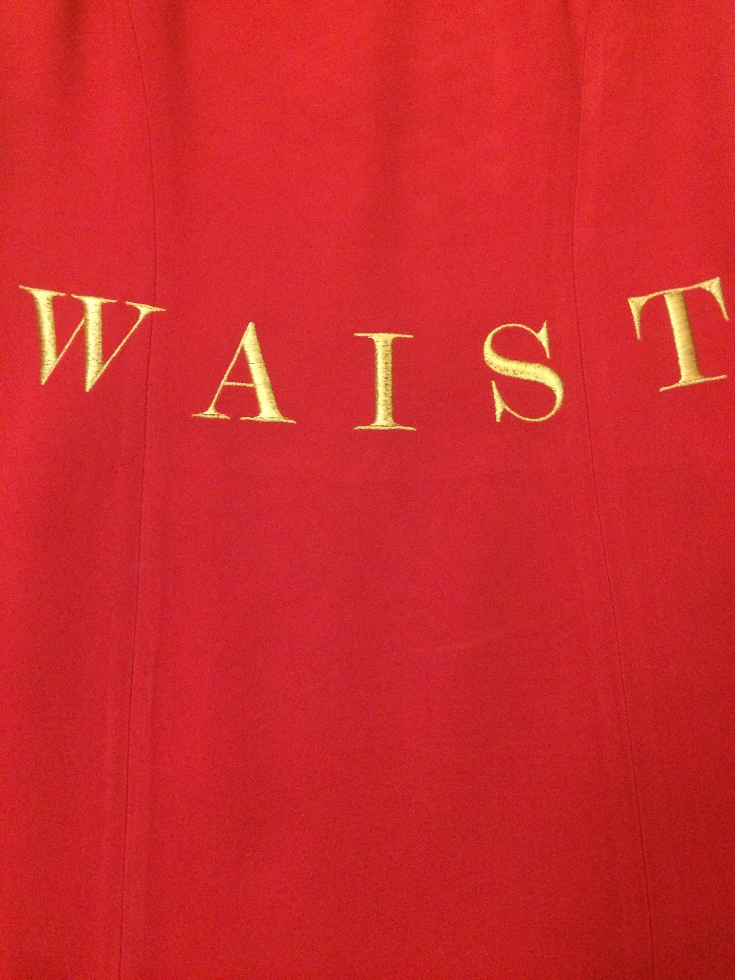 Moschino Couture Waist of Money Red Sleeveless Shift Dress, 1991   In Good Condition In San Francisco, CA