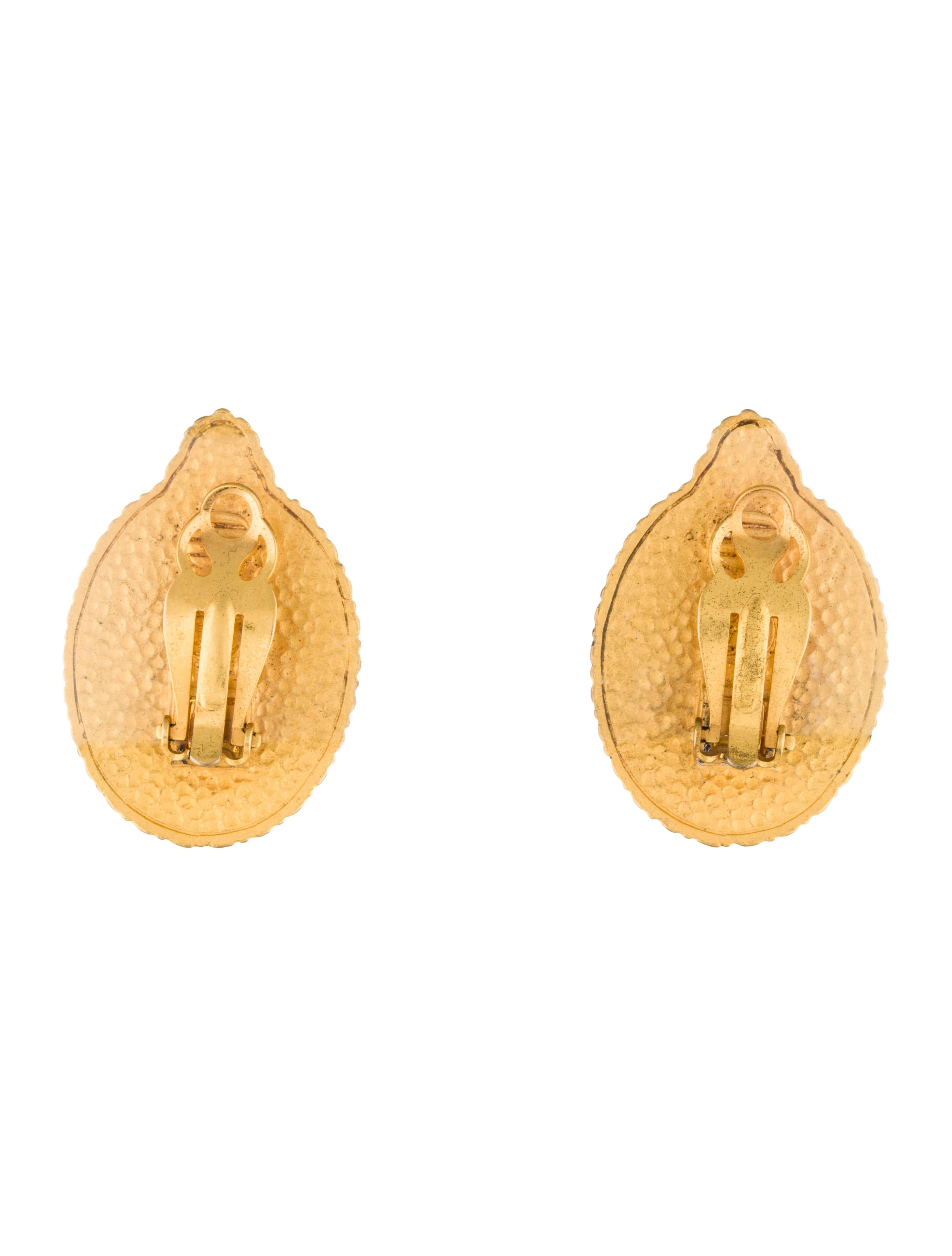 Karl Lagerfeld Gold Tone Mirror Earrings, 1990s In Excellent Condition In San Francisco, CA