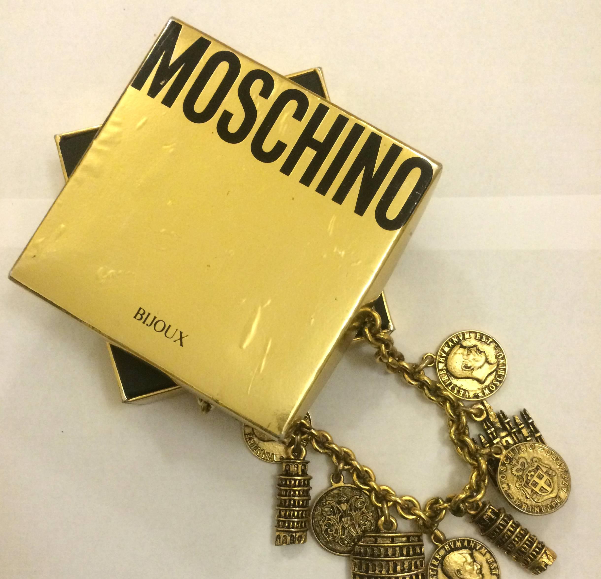 Moschino Bijoux 1980s Italy Goldtone Charm Necklace 1