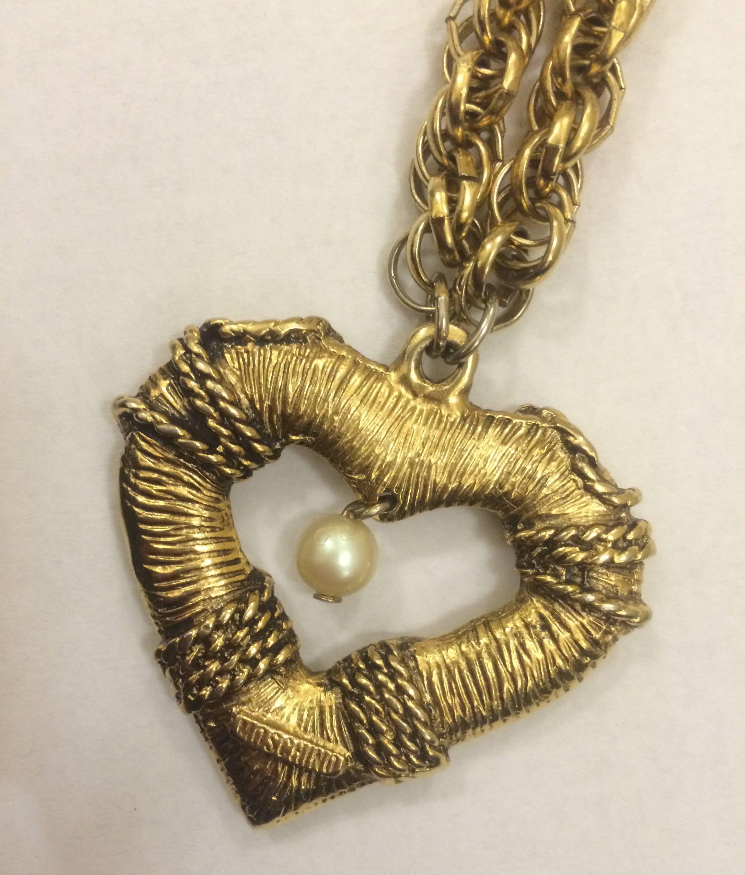 Women's Moschino 1980s Goldtone Lifesaver Heart Necklace