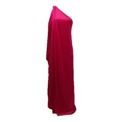 Halston for Formfit Rogers 1970s One Shoulder Red Grecian Maxi Gown