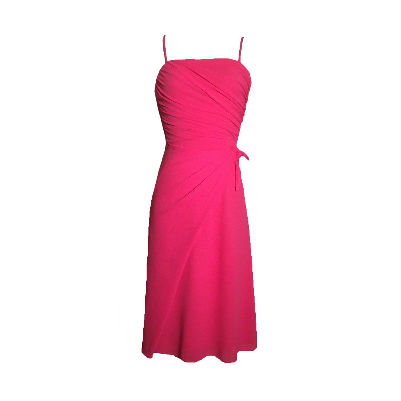 Frank Usher 1970s Hot Pink Cocktail Dress For Sale at 1stdibs