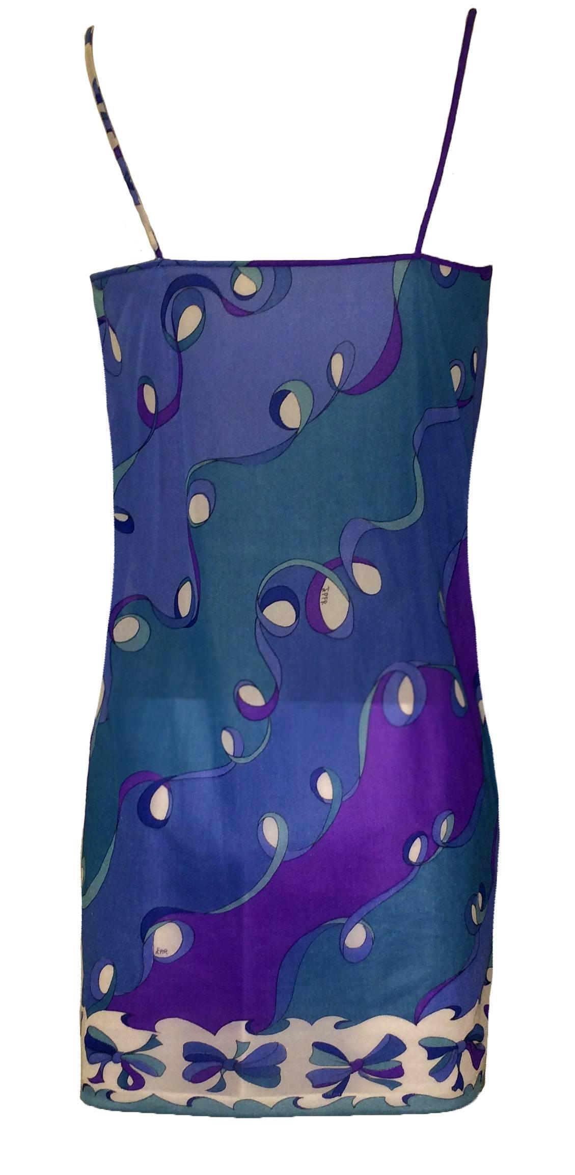 Emilio Pucci for Formfit Rogers semi-sheer bow print nylon slip dress.

No labels, signed 'EPFR