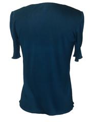 Stephen Burrows 70s Teal Jersey Leather Patch Top